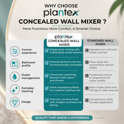 Plantex 3 Way Thermostatic Shower Diverter/Pure Brass Concealed & Exposed 3-Outlet Mixer Valve Body/Multi-Function Bathroom Diverter with Button Control - Chrome (TSP-095A)