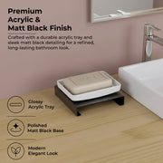 Plantex Single Soap Dish/Stainless Steel and ABS Soap Dish for Bathroom/Soap Stand/Holder/Bathroom Accessories - (Black & White)