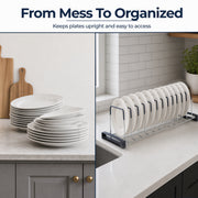 Plantex Stainless Steel Plate Rack for Kitchen Cabinets/Dish Rack Organizer for Kitchen/12-Slot Plate Stand/Tandem Box Accessories - (Size-6 inches, Slot- 12, Pack of 1)