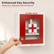 Plantex Metal Emergency First Aid Box for Home/School/Office with Key Lock/Medicine Boxes/First Aid Kit Box/Multi Compartment Medicine Organizer Box - (Red & Ivory)
