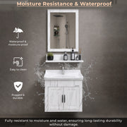 Plantex Glass, Ceramic, HPP Unbrekable Bathroom Vanity Cabinet & Washbasin Set/Basin Cabinet for Bathroom with Mirror (White)