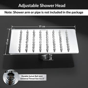 Plantex Stainless Steel Overhead Shower 6 x 6 inch with Water-Saving Technology/High Pressure Rain Shower Head Without Arm/Bathroom Shower -Ultra Slim (Chrome finish)