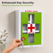 Plantex Metal Emergency First Aid Box for Home/Medical Kit Box for Medicine Storage with Multi Compartments for School, Office - Lockable (Green & White) Big Size, Wall Mount
