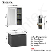 Plantex Stainless Steel Vanity for Bathroom/Rectangle Cabinet with Wash Basin and Mirror/Bathroom Organizer for Home - (NZBC-30)