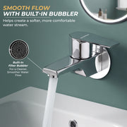 Plantex Bib Cock Water Tap for Bathroom with Water Saving Aerator/Wall Mount Tap for Wash Basin with Teflon Tape & Wall Flange, Chrome (Celesiya-1241)