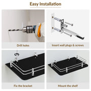 Plantex Glass Setup Box Stand Wall Mounted/Glass Shelf/Wall Shelf Rack/Wall Mount Holder with Wall Brackets (12 X 9 Inch, Black)