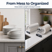 Plantex Stainless Steel Plate Organizer for Kitchen/Plate Holder Stand/Thali Stand for Kitchen Drawer/Saucer Plates Rack/Tandem Box Accessories – Set of 2 (Size - 4 & 8 Inch, Slots 10–14, Chrome)