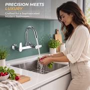 Plantex Mixer Tap for Kitchen with Wall Flange and Teflon Tape/Kitchen Sink Taps/Sink Mixer Tap Hot and Cold with 360° Swivel Spout (Celesiya-1248)