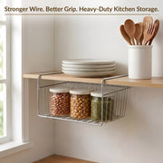 Plantex Under Shelf Organizer Rack for Kitchen Cabinet/12 Inch Multifunction Hanging Shelf Basket for Storage & Organization/Stainless Steel Under Cabinet Storage Rack - (Pack of 1, Chrome)