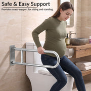 Plantex Stainless Steel 24 Inch U-Shape Handle for Bathroom Support/Bedside Anti-Slip Shower Grab Bar for Bathroom/Space-Saving Safety Bar for Shower/Toilet- (2046, Chrome)