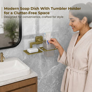 Plantex 304 Stainless Steel Soap Holder/Tumbler Holder/Soap and Brush Holder Stand for Bathroom and Wash Basin Decan (Antique)