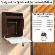 Plantex Letter Box/GI Steel Suggestion Box for Office with Key Lock/Post Box for Gate Home/Complaint Box/Wall Mounted Mail Box - (Coffee & White)