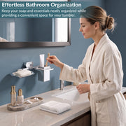 Plantex 304 Grade Stainless Steel 2in1 Soap Dish with Tumbler Holder for Bathroom/Toothbrush Holder with Soap Case/Soap Holder/Tumbler Holder - Bathroom Accessories (Delta, Chrome)