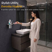 Plantex Stainless Steel 2in1 Tumbler Holder with Soap Dish/Tooth Brush Holder/Soap Stand for Bathroom/Bathroom Accessories - (Chrome)