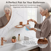 Plantex 304 Grade Stainless Steel Soap Dish with Liquid Dispenser/Soap Stand/Shampoo Dispenser for Bathroom/Bathroom Accessories - Pack of 1 (Crystal, PVD Rose Gold)