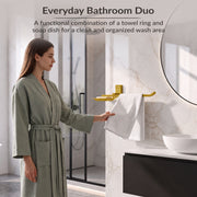 Plantex 304 Grade Stainless Steel Soap Dish with Napkin Ring/Soap Stand/Soap Holder/Napkin Holder/Towel Hanger for Bathroom/Bathroom Accessories - Pack of 1 (Crystal, PVD Gold)