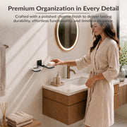 Plantex 304 Grade Stainless Steel Frosted Glass Double Soap Dish/Soap Stand/Dual Soap Holder/Bathroom Accessories - Crystal (Black)