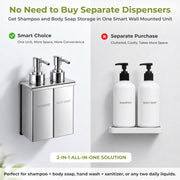 Plantex Double Liquid Soap Dispenser for Bathroom/304 Grade Stainless Steel Shampoo Dispenser/Body Soap Dispenser/Bathroom Accessories - Pack of 1 (Regent, Chrome)