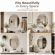 Plantex Frameless Oval Mirror for Wall/Mirror with Beveled Smooth Edges/Mirror for Bathroom/Dressing Room/Living Room/Bedroom/Entryway - (15 X 18 Inch)