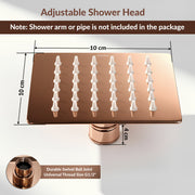 Plantex Stainless Steel Overhead Shower 4 x 4 inch with Water-Saving Technology/High pressure Rain Shower Head without Arm/Bathroom Shower -(Ultra Slim-PVD Rose Gold)