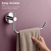 Plantex Stainless Steel Towel Ring for Bathroom/Wash Basin/Napkin-Towel Hanger/Bathroom Accessories - (Chrome - L Shape) - Pack of 1