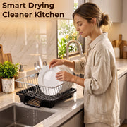 Plantex Dish Drying Rack/Stainless Steel Dish Drainer with Drainer Tray for Kitchen/Vessel Drainer Basket for Utensils/Plate Drying Rack - Chrome (39 X 31.5 X 15 Cm)