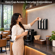 Plantex Metal Cup Holder/Paper Glass Dispenser Stand for Kitchen, Restaurant & Cafe/3 Column (Black)
