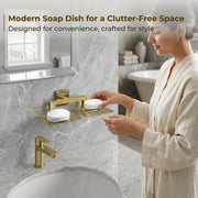Plantex 304 Grade Stainless Steel Dual Soap Holder for Bathroom/Soap Dish/Soap Stand/Bathroom Accesories - Decan (Brass Antique)