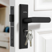 Plantex Door Lock Set - Main Door Lock Plate Handle Set/Mortise Lock with 3 Keys/Lock Body and Cylinder - Pack of 1 (OHMH-81, Z-Black)