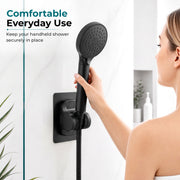 Plantex ABS Hand Shower Holder For Bathroom/Strong Self Adhesive Adjustable Handheld Shower/No Drilling Wall Mount Bracket - (Black)
