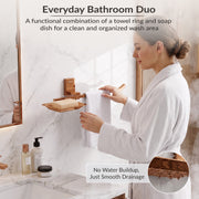 Plantex 304 Grade Stainless Steel Soap Dish with Napkin Ring/Soap Stand/Soap Holder/Napkin Holder/Towel Hanger for Bathroom/Bathroom Accessories - Pack of 1 (Crystal, PVD Rose Gold)