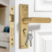 Plantex Door Lock Set - Main Door Lock Plate Handle Set/Mortise Lock with 3 Keys/Lock Body and Cylinder - Pack of 1 (OHMH-81, Brass Antique)