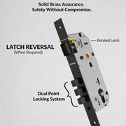 Plantex Door Lock - Main Door Lock Set with Keys/Mortise Door Locks for Home/Office/Hotel - Pack of 1 (OHMH-81, Z-Black)