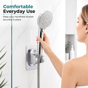 Plantex ABS Hand Shower Holder For Bathroom/Strong Self Adhesive Adjustable Handheld Shower/No Drilling Wall Mount Bracket - (Chrome)