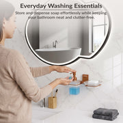 Plantex 304 Grade Stainless Steel Glass Soap Dish with Liquid Dispenser for Bathroom/Soap Stand/Glass Shampoo Dispenser/Bathroom Accessories - Pack of 1 (Crystal, PVD Rose Gold)
