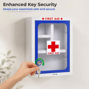 Plantex First Aid Box/Emergency Medicine Storage Box/First Aid Kit Box/Medical Box for Home, School & Office/Lockable with Multi Compartment - (Blue & White) ÃƒÂ¢Ã¢â€šÂ¬Ã¢â‚¬Å“ Big Size Wall Mount ÃƒÂ¢Ã¢â€šÂ¬Ã¢â‚¬Å“ Metal