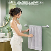 Plantex Stainless Steel Towel Holder for Bathroom/24 Inch Single Towel Rod/Towel Hanger/Stand/Bathroom Accessories - Pack of 1 (Chrome)
