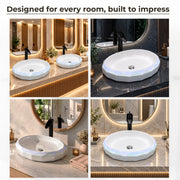 Plantex Table Top Wash Basin For Bathroom/Designer Ceramic Basin/Countertop Vessel Sink Basin - Indo-European Collection (24x 16 x 5 Inch)