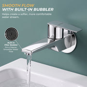 Plantex Long Body Bib Tap for Bathroom with Water Saving Aerator/Taps for Bathroom/Wall Mount Wash Basin Tap with Teflon Tape and Wall Flange (Celesiya-1242-Chrome)