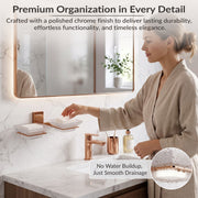 Plantex 304 Grade Stainless Steel Frosted Glass Double Soap Holder/Soap Stand/Dual Soap Dish for Bathroom/Bathroom Accessories - Pack of 1 (Crystal, PVD Rose Gold)