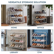 Plantex Stainless Steel Shoe Rack for Home/3 Tier Slipper Stand for Home & Outdoor/Durable Shoe Organizer Stand/Space Saving Footwear Rack - (Silver)