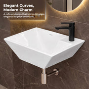 Plantex Platinum Ceramic Wall Mounted Basin/Corner Basin/Wash Basin for Bathroom/Wall Hung Washbasin/Sink for Restaurant, Hotel/10 Years Glaze Warranty by Plantex (Candy -15 x 11 x 5 Inch)