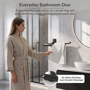 Plantex 304 Grade Stainless Steel Soap Dish with Napkin Ring/Soap Stand/Soap Holder/Napkin Holder/Towel Hanger for Bathroom/Bathroom Accessories - Pack of 1 (Crystal, Black)