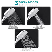 Plantex ABS Hand Shower for Bathroom/3 Mode Multifunctional Shower/Rectangle Hand Shower Without Hose Pipe for Home/Hotel - (Chrome & White, H510)