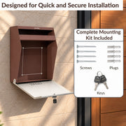 Plantex Letter Box/GI Steel Suggestion Box for Office with Key Lock/Post Box for Gate Home/Complaint Box/Wall Mounted Mail Box - (Orchid & Ivory)