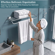 Plantex Towel Rack for Bathroom/304 Grade Stainless Steel Towel Bar/24 Inch Towel Hanger/Towel Stand/Bathroom Accessories - Pack of 1 (Delta - 2806, Chrome)
