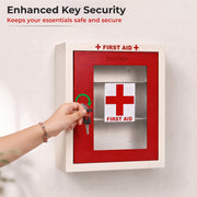 Plantex First Aid Box/Emergency Medical Kit Box for Medicine Storage/Multi Compartment First Aid Kit Boxes for Home, School, Office with Key Lock - GI Steel (Red & Ivory)