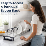Plantex Hevy-Duty Stainless Steel Plate Stand For Kitchen Cabinet/13 Platesorganizer Fort Kitchen/Rubber Gripped Saucer Dish Rack(Size-4 Inches, Slot-13, Pack Of 1), 13X48X10 Cm