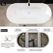Plantex Freestanding Bathtub For Bathroom/Bath tub for Adults/Deep Soaker Bathtub with Overflow, Popup and Drain Pipe (BSM-203-White-1500mm)