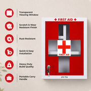 Plantex Metal Emergency First Aid Box for Home/Medical Boxes for Medicine Storage with Multi Compartments for School, Office - with Lock (Red & White) Big Size, Wall Mount